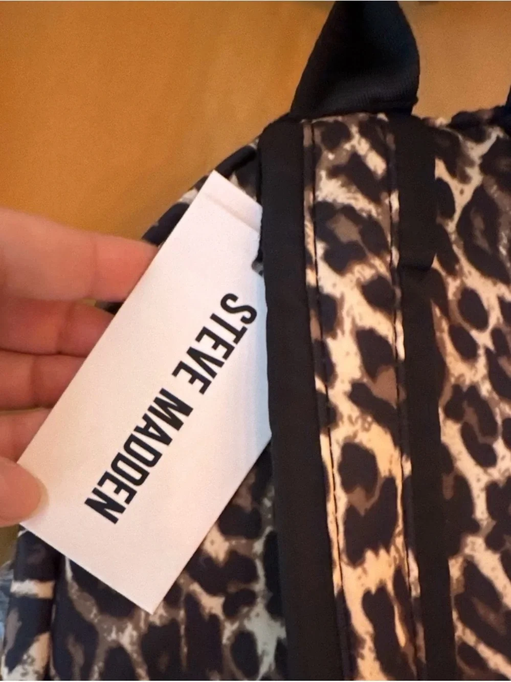 Steve Madden Brown Tan and Black Leopard Print Backpack